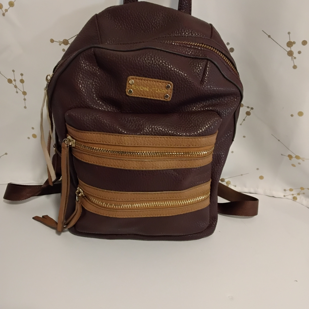 Elegant Brown Backpack with Tan Details
